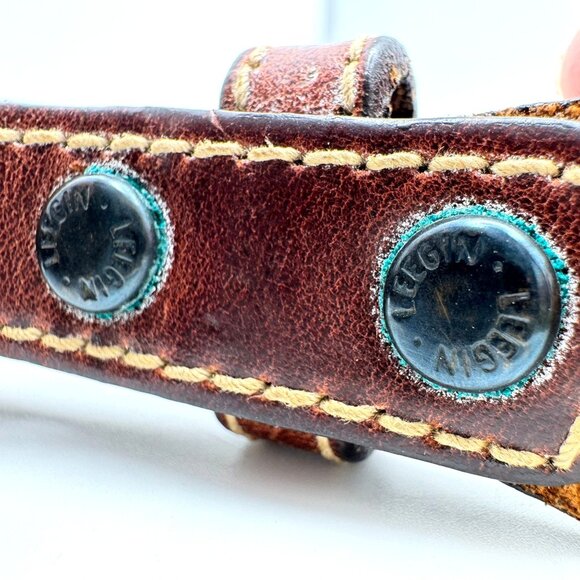 Jordache Vintage Leather Woven Rope Belt 80s 29.5" - 32" Skinny Gold Tone Womens - Picture 5 of 7